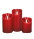 PACK 3 VELAS LED DECORATIVAS DE CERA GSC 100-120-150mm ROJAS