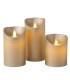 PACK 3 VELAS LED DECORATIVAS DE CERA GSC 100-120-150mm DORADAS