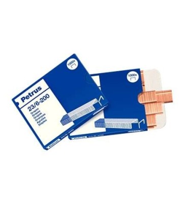 GRAPAS PETRUS 23-6 COBREADAS - CAJA DE 1000 GRAPAS - HASTA 20 HOJAS