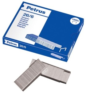 GRAPAS PETRUS 26-6 GALVANIZADAS - CAJA DE 1000 GRAPAS - HASTA 30 HOJAS