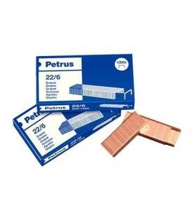 GRAPAS PETRUS 22-6 COBREADAS - CAJA DE 1000 GRAPAS - HASTA 30 HOJAS