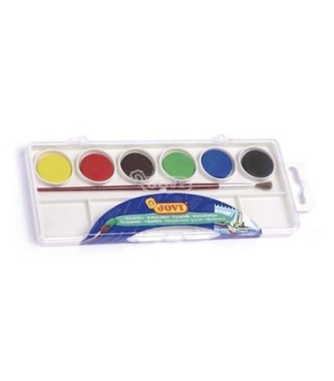 ACUARELAS JOVI PACK 6 COLORES SURTIDOS - PASTILLA 22mm + PINCEL - BRILLANTES