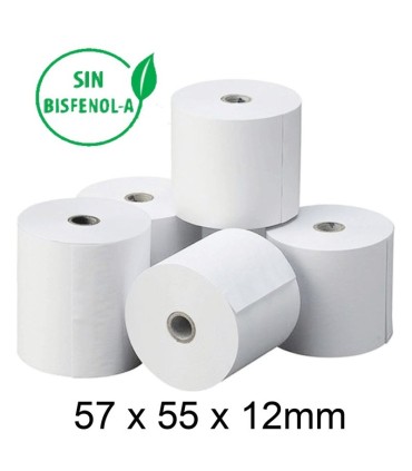ROLLO DE PAPEL TERMICO 57x55x12mm FABRISA SIN BPA