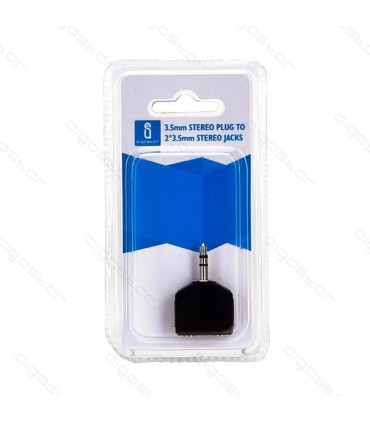 CLAVIJA ESTEREO AIGOSTAR DE 3 5MM CON SALIDA A 2 CLAVIJAS ESTEREO DE 3 5MM