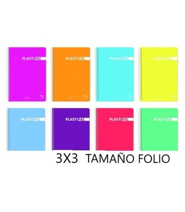 CUADERNO FOLIO ESPIRAL  3MM PACSA 80 HOJAS 90GR TAPA PLASTICO