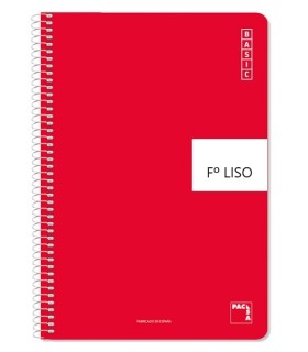 CUADERNO FOLIO ESPIRAL PACSA 80 HOJAS LISO - TAPA CARTON - COLORES SURTIDOS