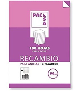 RECAMBIO A-4 PACSA 3mm 90gr  4 TALADROS 100 HOJAS