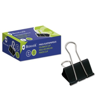 PINZAS ABATIBLES SUJETAPAPELES METALICAS 51mm BISMARK CAJA 12 UNIDADES