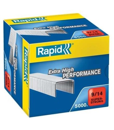 GRAPAS RAPID 9-14 GALVANIZADAS - CAJA DE 5000 GRAPAS - HASTA 110 HOJAS