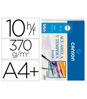BLOC ACUARELA Y TEMPERA CANSON A-4 23X32 5 370GR 10 HOJAS