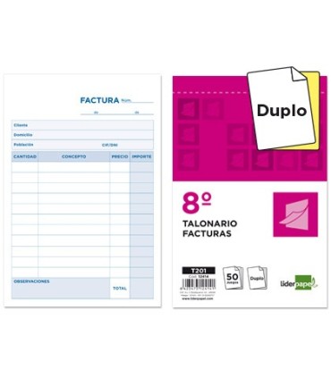 TALONARIO FACTURAS CUARTO DUPLICADO LIDERPAPEL
