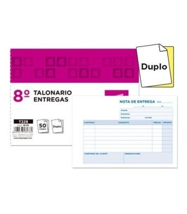TALONARIO ENTREGAS OCTAVO DUPLICADO LIDERPAPEL