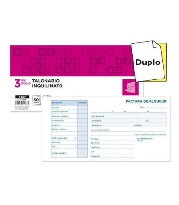 TALONARIO INQUILINATO 3 EN FOLIO DUPLICADOLIDERPAPEL