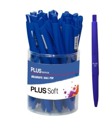 BOLIGRAFO RETRACTIL PLUS OFFICE SOFT TACTO GOMA AZUL