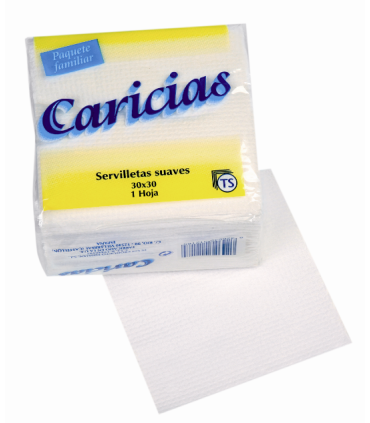 SERVILLETAS CARICIAS BLANCAS 30x30 PAQUETE 100 UNIDADES