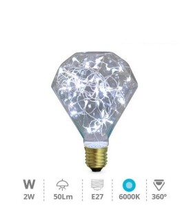 BOMBILLA BM LED DIAMOND STARLIGHT E27 2W LUZ BLANCA 6000K 50 LUMENES