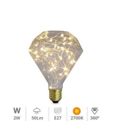 BOMBILLA BM LED DIAMOND STARLIGHT E27 2W LUZ CALIDA 3000K 50 LUMENES