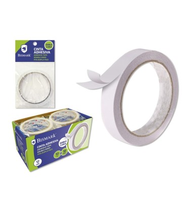 CINTA ADHESIVA DOBLE CARA BISMARK 10 METROS LARGO X 18MM ANCHO