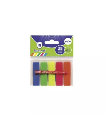 NOTAS AUTOADHESIVAS DESPLEGABLES  GUIAS NEON 5 COLORES 45x12mm BISMARK