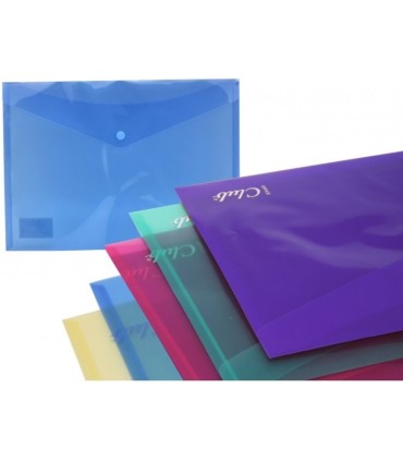 SOBRE A-4 TRANSPARENTE POLIPROPILENO CON BROCHE VARIOS COLORES OFFICE CLUB