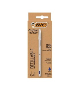BOLIGRAFO BIC RE´NEW METAL CON 2 RECAMBIOS AZUL