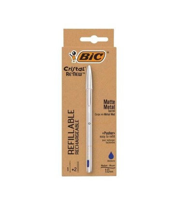 BOLIGRAFO BIC RE´NEW METAL CON 2 RECAMBIOS AZUL