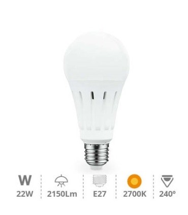 BOMBILLA BM LED E27 22W LUZ CALIDA 2700K-3000K 2150 LUMENES