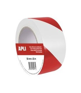 CINTA ADHESIVA SEÑALIZACION PREMIUM BLANCA Y ROJA 50X33 APLI