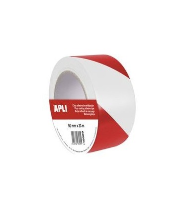 CINTA ADHESIVA SEÑALIZACION PREMIUM BLANCA Y ROJA 50X33 APLI