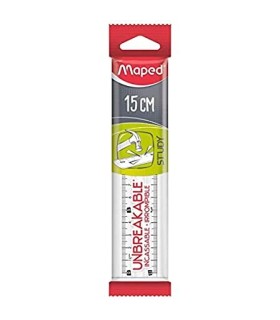 REGLA 15 CM MAPED STUDY UNBREAKBLE - IRROMPIBLE TRANSLUCIDA