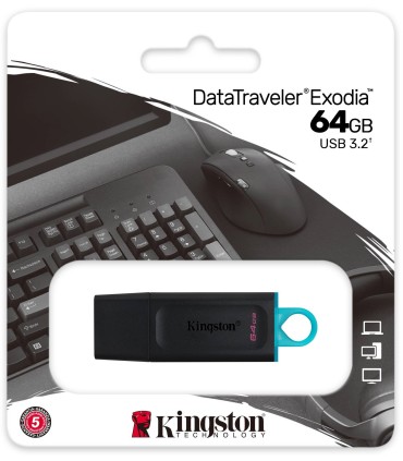 PENDRIVE 64GB KINGSTON DATATRAVELER EXODIA NEGRO - USB 3 2 GEN 1 - CON TAPA