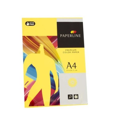 PAQUETE DE 500 FOLIOS 80GR A-4 AMARILLO FUERTE PAPERLINE