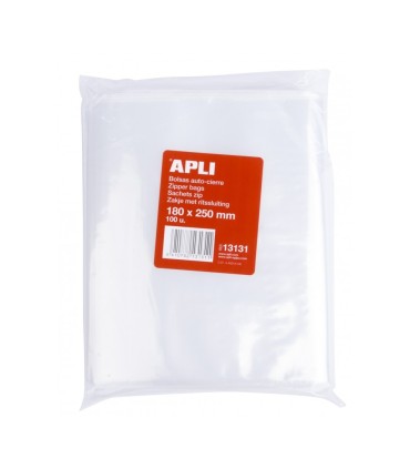 PAQUETE BOLSAS AUTOCIERRE APLI 180x250mm - PACK 100 BOLSAS
