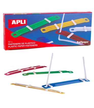 FASTENER PLASTICO COLORES SURTIDOS APLI - PACK 50 UNIDADES - TAMAÑO 90x12mm