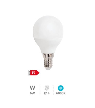 BOMBILLA ESFERICA LED LIBERTINA E14 6W LUZ BLANCA 6000K 490 LUMENES