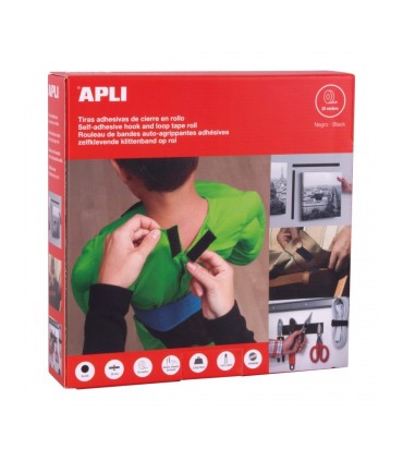 CINTA ADHESIVA VELCRO GANCHO-BUCLE NEGRO 2CMX25M APLI