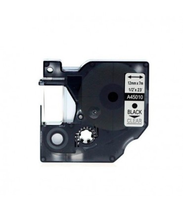 CINTA COMPATIBLE DYMO D1 45010 NEGRO-TRANSPARENTE 12mm X 7m