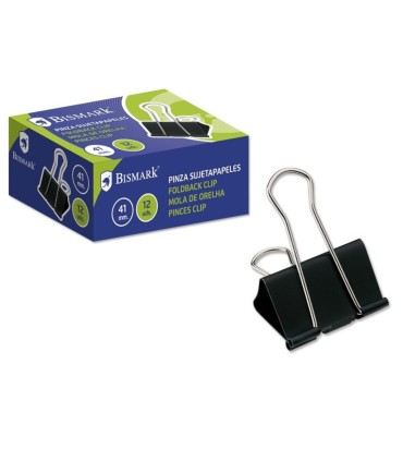 PINZAS ABATIBLES SUJETAPAPELES METALICAS 41mm BISMARK CAJA 12 UNIDADES