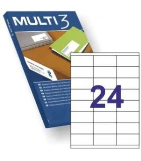 ETIQUETAS ADHESIVAS MULTI3 70x33,8mm - PAQUETE DE 100 HOJAS