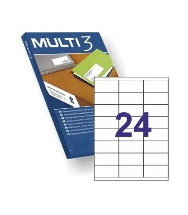 ETIQUETAS ADHESIVAS MULTI3 70x33,8mm - PAQUETE DE 100 HOJAS