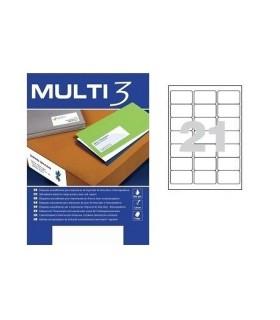 ETIQUETAS ADHESIVAS MULTI3 63,5x38,1mm - PAQUETE DE 100 HOJAS