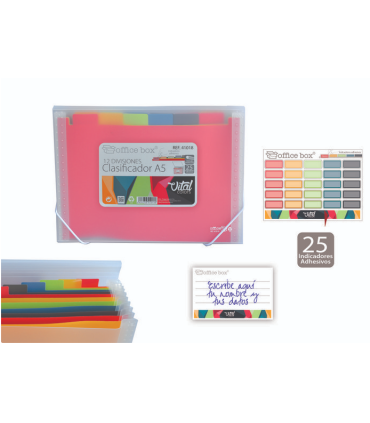 CARPETA FUELLE VITAL COLORS A-5 12 DEPARTAMENTOS COLORES