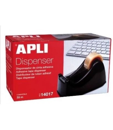 DISPENSADOR DE CINTA ADHESIVA NEGRO 33 METROS APLI - CUCHILLA METALICA DENTADA
