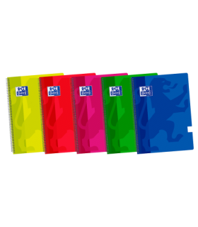 BLOC OXFORD A-4 LISO 80 HOJAS TAPA PLASTICO COLORES SURTIDOS