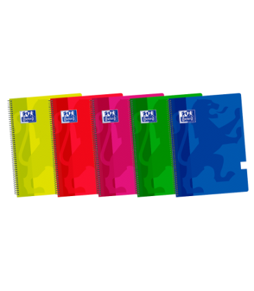 BLOC OXFORD A-4 LISO 80 HOJAS TAPA PLASTICO COLORES SURTIDOS