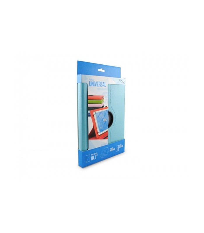 FUNDA UNIVERSAL 3GO AZUL CELESTE 10 1"-25 6CM - SOPORTE ROTATORIO - CIERRE ELASTICO