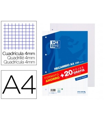 RECAMBIO OXFORD A-4 90GR 4MM 100H+20H