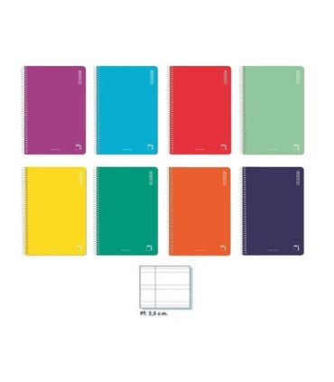 CUADERNO FOLIO ESPIRAL  PACSA 80 HOJAS 2 RAYAS TAPA CARTON