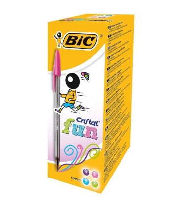 CAJA 20  BOLIGRAFOS BIC CRISTAL FUN COLORES SURTIDOS