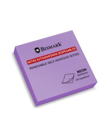 NOTAS AUTOADHESIVAS DESPEGABLES 76X76 MORADO NEÓN BISMARK